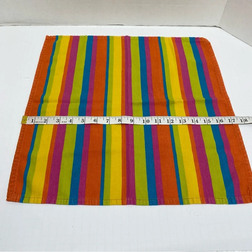 Colorful Striped Cotton Dinner Napkins Set Of 7 Hippie Happy Colors Boho Festive